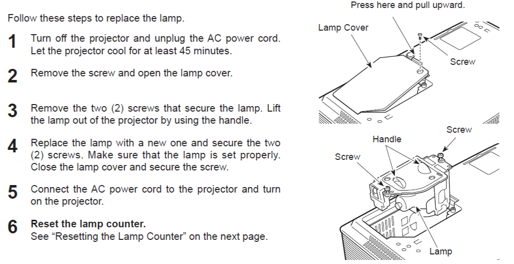 POA-LMP111 Lamp replacement step